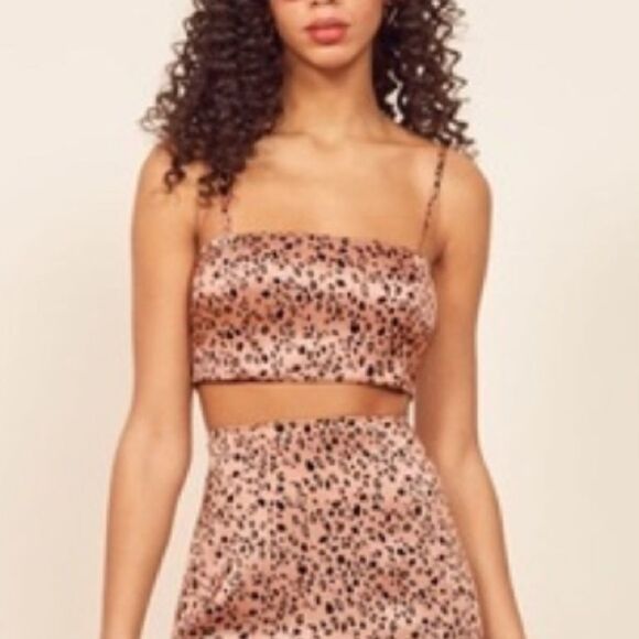 Reformation Pete Cheetah Silk Crop Top Size 4 - Picture 1 of 11